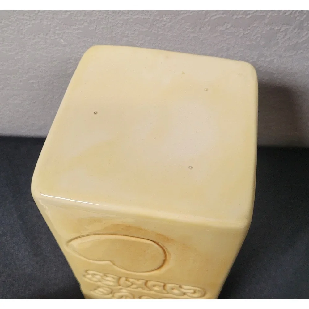 Vintage 1980s Ceramic Milk Carton Cookie Jar Kids Love Milk Retro Kitchen Decor